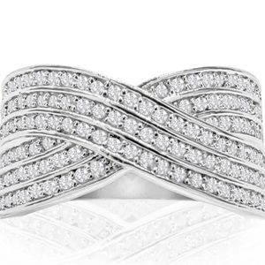 1 Carat Round Cut Diamond Swirl Cocktail Ring size 5